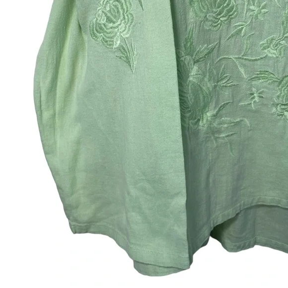 Soft Surroundings Green Embroidered Blouse Size Small - Picture 2 of 8
